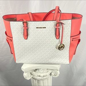 MK Large Drawstring Travel Tote Grapefruit